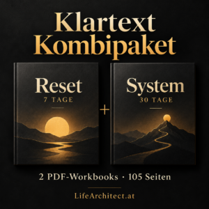 Klartext Kombipaket mit Reset für 7 Tage und System für 30 Tage: zwei PDF-Workbooks mit insgesamt 105 Seiten.